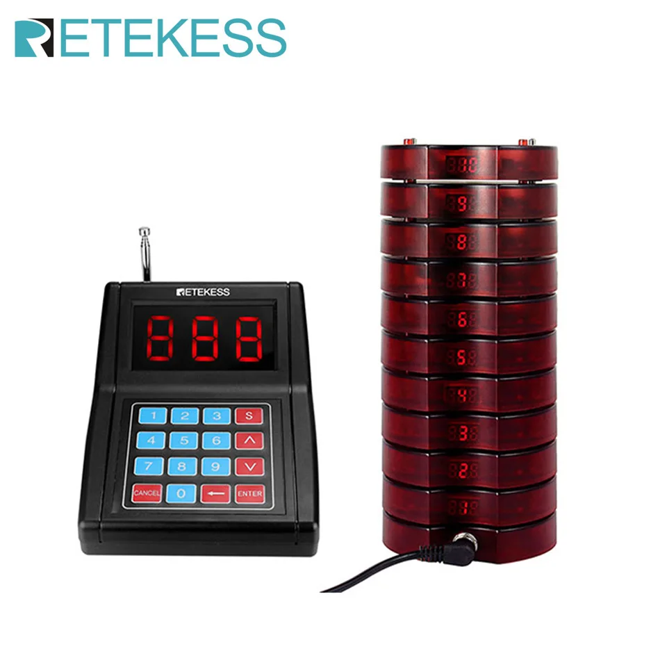 Retekess TD165 Restaurant Coaster Pager System 10 Beeper Receivers Max 999 Buzzers For Cafe Clinic Church Nursy Food Court
Retekess TD165 Restaurant Coaster Pager System 10 Beeper Receivers Max 999 Buzzers For Cafe Clinic Church Nursy Food Court