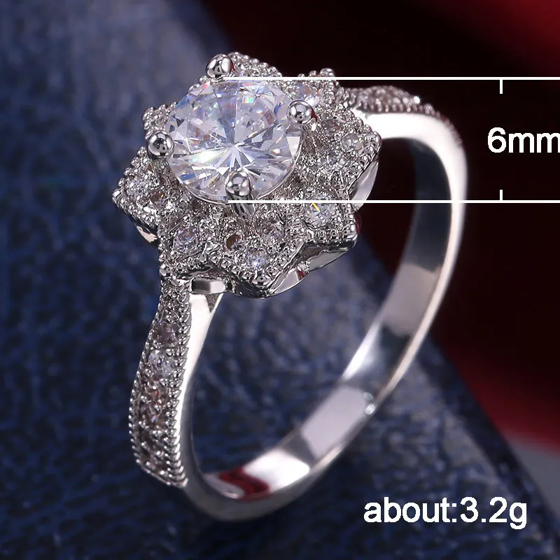 Luxury Female Flower Ring 925 Sterling Silver Snowflake Round Circle Crystal Zircon Stone Wedding Ring for Women Jewelry Anillos
Luxury Female Flower Ring 925 Sterling Silver Snowflake Round Circle Crystal Zircon Stone Wedding Ring for Women Jewelry Anillos