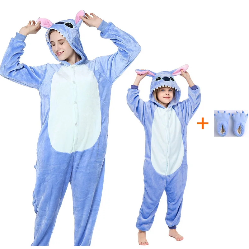 Kigurumi пижамы для взрослых Пижама в виде животных Единорог комбинезон ститча