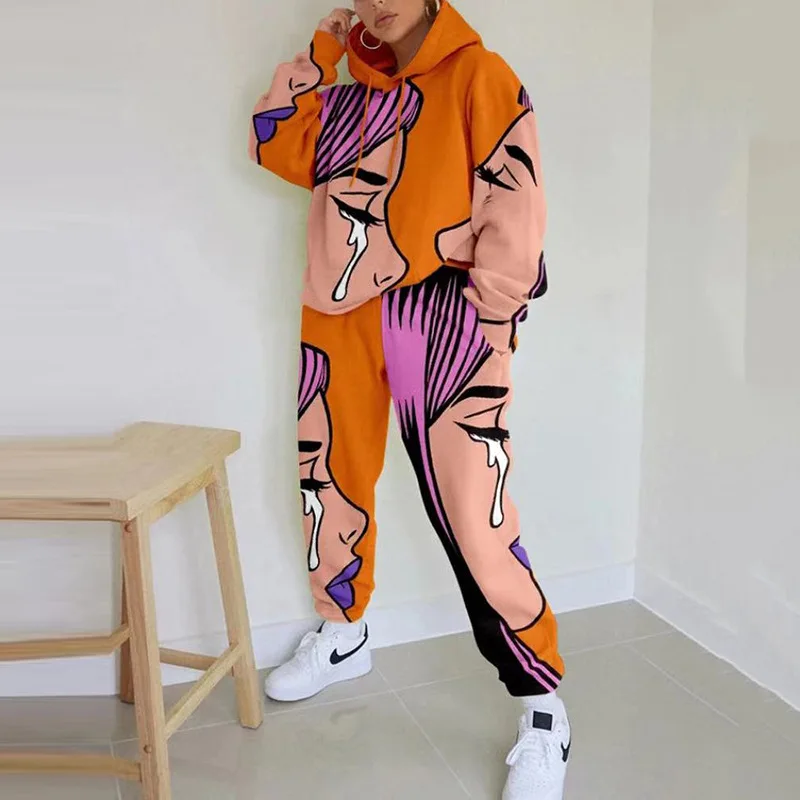 Women Tracksuits Two Piece Set Print Casual Sweatshirts Sweatpants Hoodies Fashion Autumn Winter Vintage Female Loose Suits 2021
Women Tracksuits Two Piece Set Print Casual Sweatshirts Sweatpants Hoodies Fashion Autumn Winter Vintage Female Loose Suits 2021