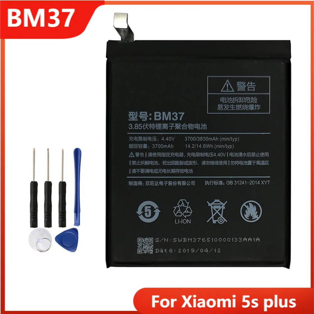 Phone Battery BM37 For Xiaomi 5s plus Replacement Rechargable Batteries 3800mAh With Free Tools
Phone Battery BM37 For Xiaomi 5s plus Replacement Rechargable Batteries 3800mAh With Free Tools
