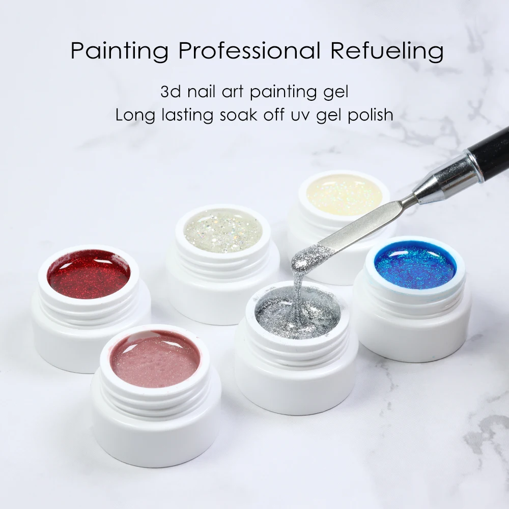 Nail Gel Painting Soak Off UV Gel Lacqures White Glitter Sequins 3D Nail Art Design Manicure Varnishes Nail Polish Private Label
Nail Gel Painting Soak Off UV Gel Lacqures White Glitter Sequins 3D Nail Art Design Manicure Varnishes Nail Polish Private Label