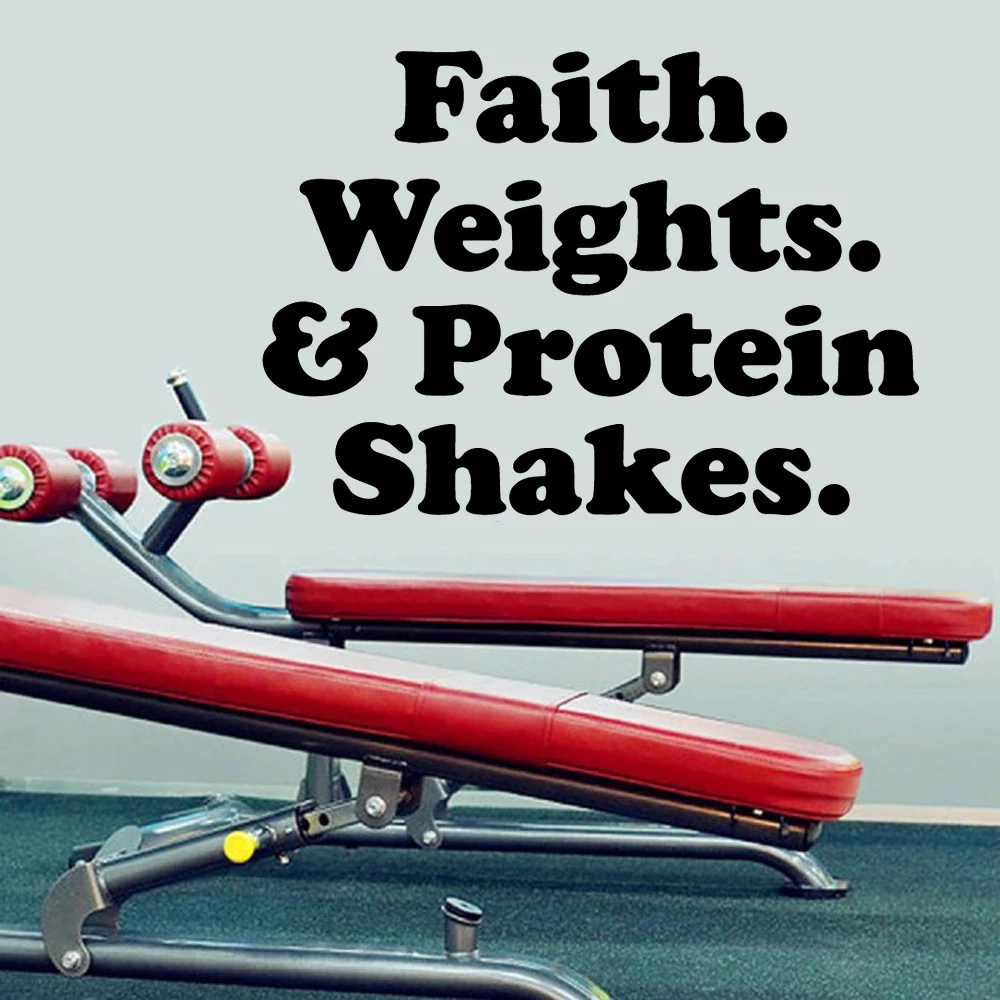 Faith Weights & Protein Shakes Wall Stickers Removable Vinyl Murals For Livingroom Kids Room Decor Decals GYM Poster HJ0600
Faith Weights & Protein Shakes Wall Stickers Removable Vinyl Murals For Livingroom Kids Room Decor Decals GYM Poster HJ0600