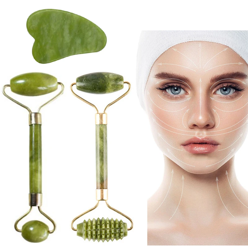 Jade Stone Facial Massage Roller For Face Neck Natural Massager Green Guasha Scraper Set Thin Lift Beauty Slimming Tools Roller
Jade Stone Facial Massage Roller For Face Neck Natural Massager Green Guasha Scraper Set Thin Lift Beauty Slimming Tools Roller
