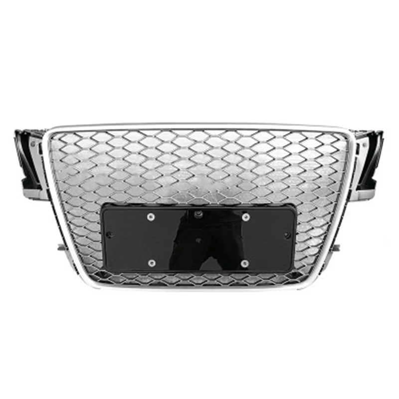 

Silvery Honeycomb Front Bumper Grille For Audi A5 Upgrade RS5 2008 2009 2010 2011 Car Auto Parts Grills with Chrome Emblem