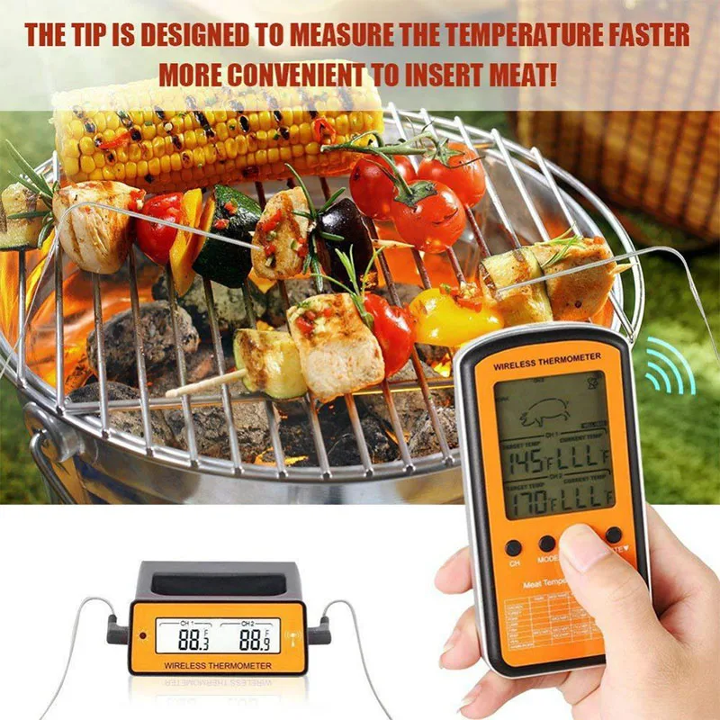 Wireless Remote BBQ Thermometer Dual Probe Digital Cooking Meat Food Oven Thermometer for Grilling Smoker BBQ
Wireless Remote BBQ Thermometer Dual Probe Digital Cooking Meat Food Oven Thermometer for Grilling Smoker BBQ