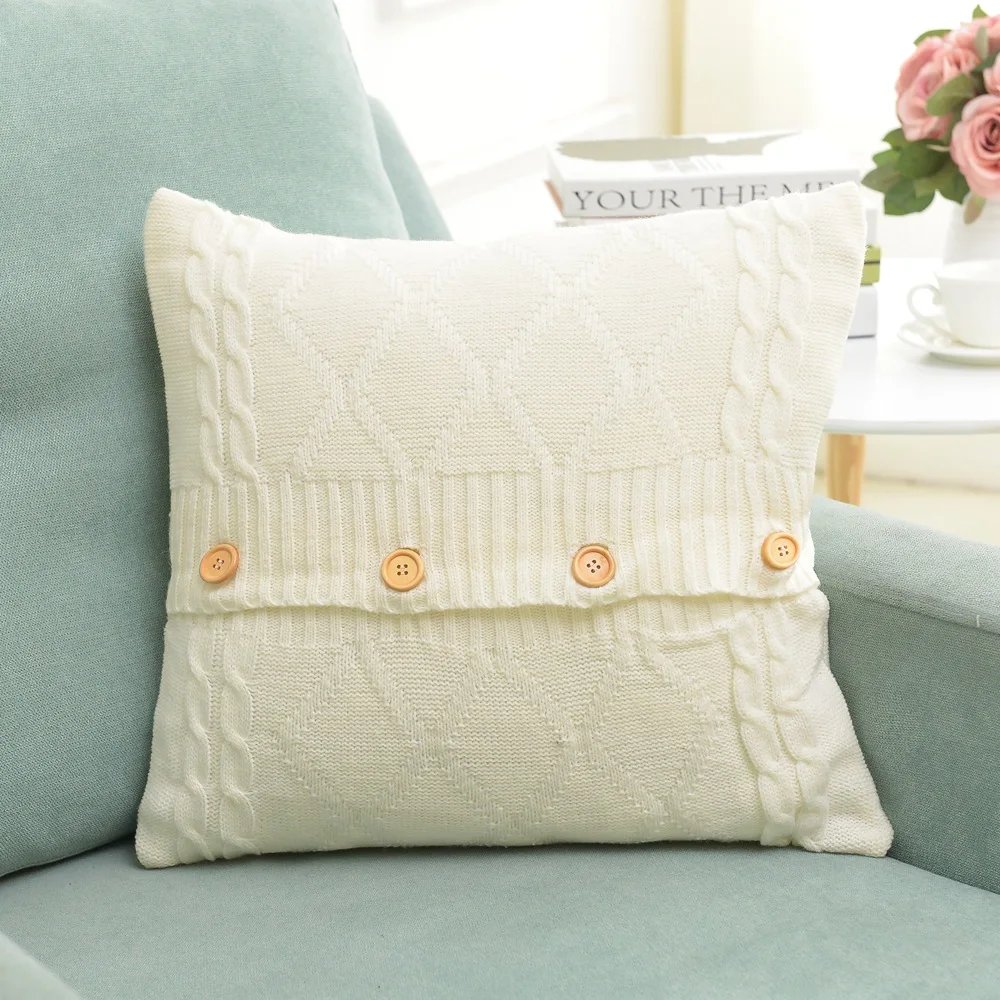 45X45cm New European American Knitted Pillowcase Square Button Cushion Cover Simple Sofa Woolen Pillow case Decorative AT196
45X45cm New European American Knitted Pillowcase Square Button Cushion Cover Simple Sofa Woolen Pillow case Decorative AT196