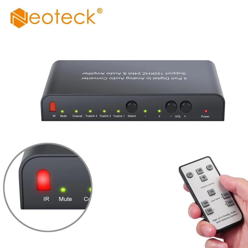 Оптический переключатель Neoteck 3 SPDIF Toslink, коаксиальный аудиоконвертер 3,5 мм, DAC с ИК-пультом дистанционного управления, 192 кГц
Оптический переключатель Neoteck 3 SPDIF Toslink, коаксиальный аудиоконвертер 3,5 мм, DAC с ИК-пультом дистанционного управления, 192 кГц