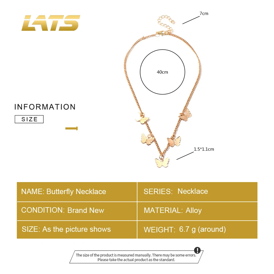 LATS Gold Silver Color Chain Pendant Butterfly Necklace for Women Layered Charm Choker Necklaces Boho Beach Jewelry Gift Cheap
LATS Gold Silver Color Chain Pendant Butterfly Necklace for Women Layered Charm Choker Necklaces Boho Beach Jewelry Gift Cheap
