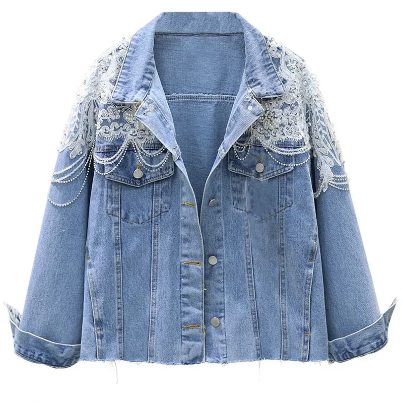 2020 Spring New Heavy Embroidery Beaded Rhinestone Short Denim Jacket Women's Loose Cowboy Jacket Top Ladies Jean Coats
2020 Spring New Heavy Embroidery Beaded Rhinestone Short Denim Jacket Women's Loose Cowboy Jacket Top Ladies Jean Coats