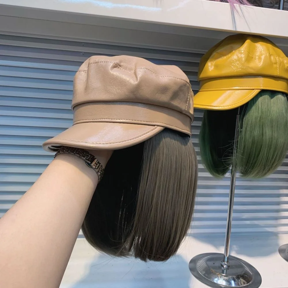 ashion pu hat patchwork Cool False hair lady service Octagonal hat women leisure visors cap
ashion pu hat patchwork Cool False hair lady service Octagonal hat women leisure visors cap