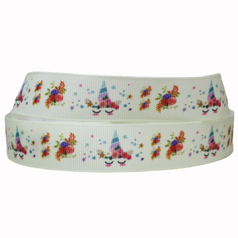 50 ярдов, 16 мм, 22 мм, 25 мм, 38 мм, 50 мм, 75 мм, корсажная лента с принтом единорога для сна, подарок «сделай сам», банты для волос, ремешки для брелков