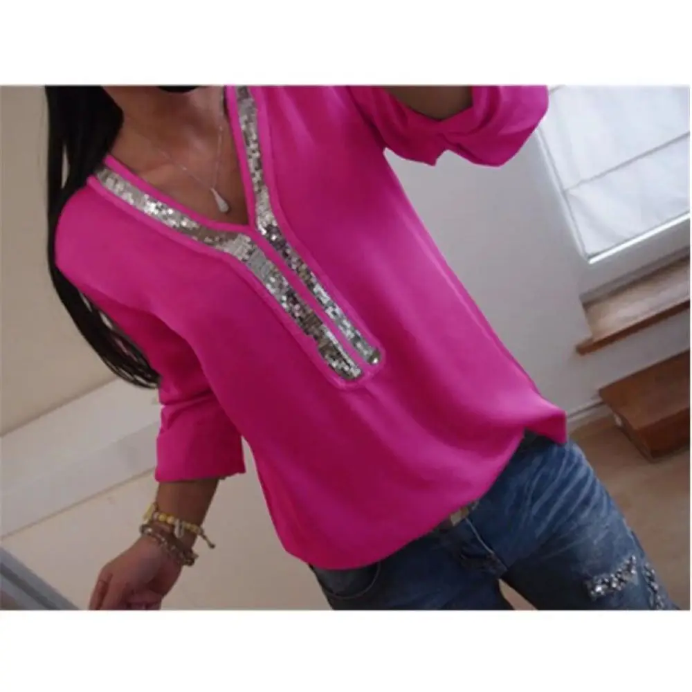 Summer casual solid color woman tshirts stitching v-neck long-sleeved top t shirt women Tops & Tees
Summer casual solid color woman tshirts stitching v-neck long-sleeved top t shirt women Tops & Tees