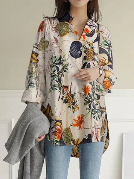 2022 Spring Summer Women-blouses Akihara Loose Cotton Linen Printed Large Long Sleeve Extended Button Up Shirt Ladies Tops
2022 Spring Summer Women-blouses Akihara Loose Cotton Linen Printed Large Long Sleeve Extended Button Up Shirt Ladies Tops