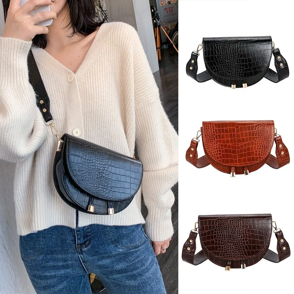 Luxury Fashion Crossbody Bag Crocodile Semicircle Saddle Bags Women Leather Shoulder Bags For Ladies Handbags Designer 2021
Luxury Fashion Crossbody Bag Crocodile Semicircle Saddle Bags Women Leather Shoulder Bags For Ladies Handbags Designer 2021