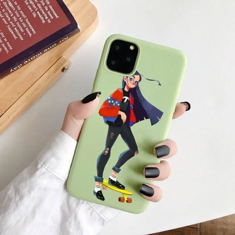 Skateboard cartoon girl Phone Case Green Candy Color for iPhone 6 7 8 11 12 s mini pro X XS XR MAX Plus
Skateboard cartoon girl Phone Case Green Candy Color for iPhone 6 7 8 11 12 s mini pro X XS XR MAX Plus