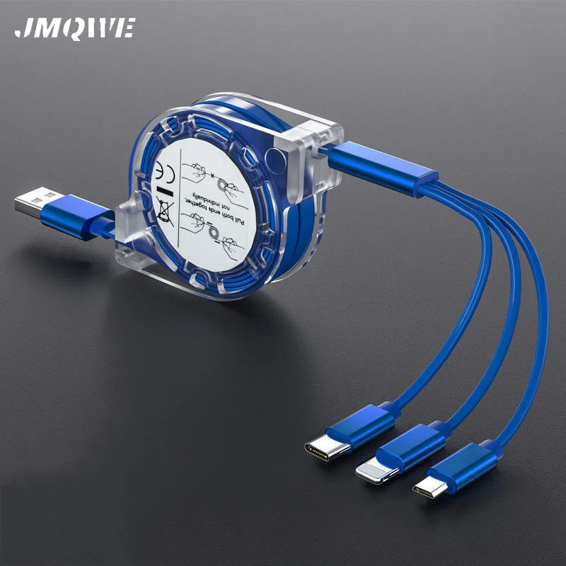 JMQWE 3in1 Data USB Cable Retractable for iPhone Fast Charger Charging Cable Type C Micro USB 2.4A Charger Wire For IOS Android
JMQWE 3in1 Data USB Cable Retractable for iPhone Fast Charger Charging Cable Type C Micro USB 2.4A Charger Wire For IOS Android