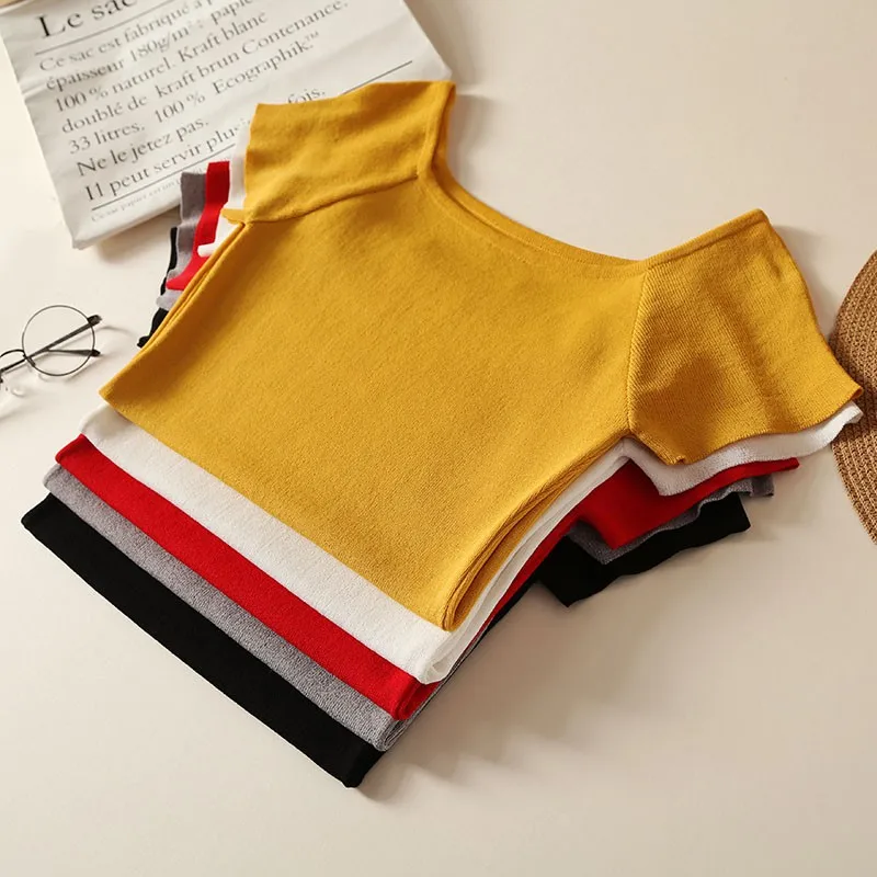 Summer Tshirt Liva Girl Short-Sleeved Slim Ice Silk Knit T Shirt Bottoming Top Solid Color All-Match Camiseta Vetements Femmes
Summer Tshirt Liva Girl Short-Sleeved Slim Ice Silk Knit T Shirt Bottoming Top Solid Color All-Match Camiseta Vetements Femmes