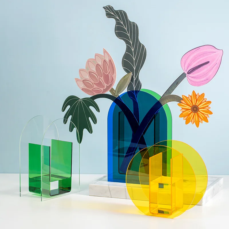 Acrylic Vases Floral Container Rainbow Color Decorative Shop Design Wedding Party Home Office Decoration
Acrylic Vases Floral Container Rainbow Color Decorative Shop Design Wedding Party Home Office Decoration