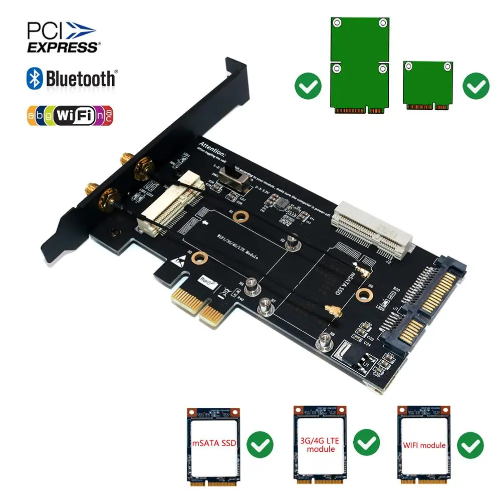 Mini PCI-E/ mSATA SSD для PCI-E и SATA 2 5 адаптер со слотом SIM-карты Wi-Fi/ 3G/4G/LTE/ Msata | Компьютеры