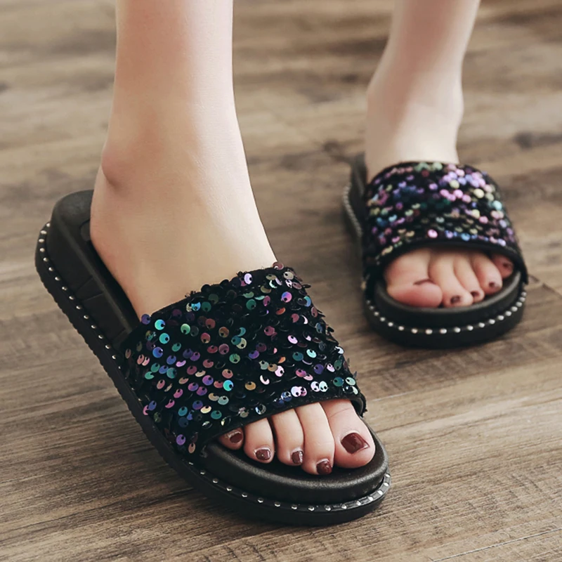 Bling de verano Zapatillas de mujer brillo lentejuelas playa diapositivas planos de las señoras zapatos de moda Zapatos de
Bling de verano Zapatillas de mujer brillo lentejuelas playa diapositivas planos de las señoras zapatos de moda Zapatos de