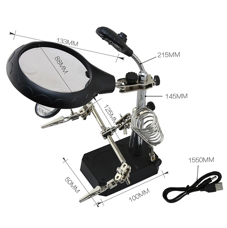 Bst-16129C Desktop Magnifier with Auxiliary Clamp 2.5-7.5 Times Magnification with Led Light
Bst-16129C Desktop Magnifier with Auxiliary Clamp 2.5-7.5 Times Magnification with Led Light