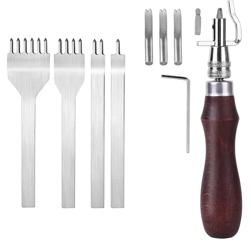 KAOBUY 7in1 Adjustable Leather Groover Tool + Prong Lacing Stitching Chisel Set Leather Craft Tool For Leathercraft Work 
KAOBUY 7in1 Adjustable Leather Groover Tool + Prong Lacing Stitching Chisel Set Leather Craft Tool For Leathercraft Work