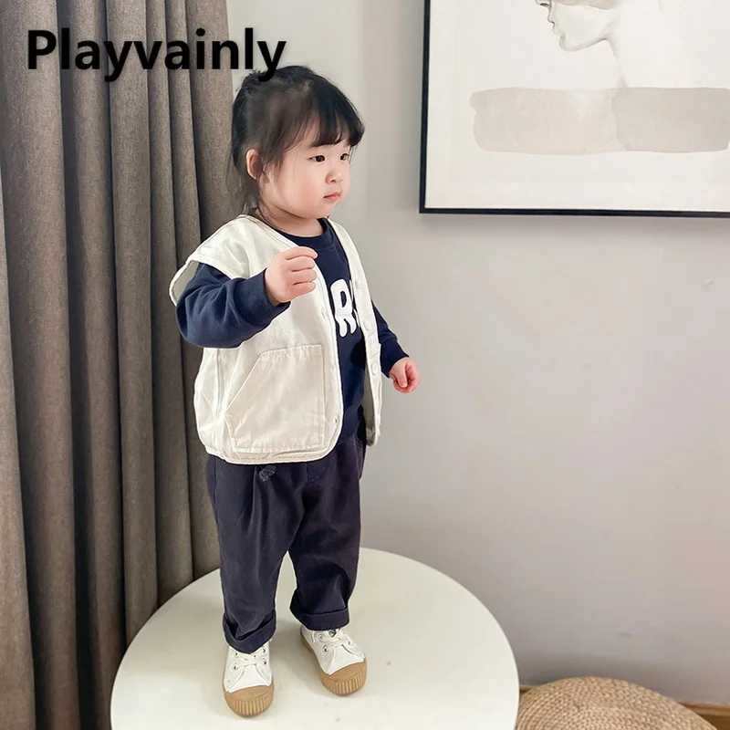 2021 Korean Style New Autumn Boys Girls Vest White Blue Denim Sleeveless Pocket V-neck Casual Waistcoats Kids Clothes E2222
2021 Korean Style New Autumn Boys Girls Vest White Blue Denim Sleeveless Pocket V-neck Casual Waistcoats Kids Clothes E2222