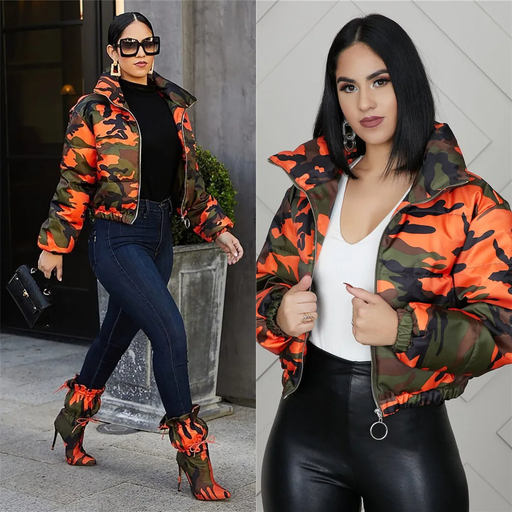 2021 Winter Women Short Parkas High Collar Full Sleeve Zipper Camouflage Print Coats High Street Outwear Night Club Jacket Tops
2021 Winter Women Short Parkas High Collar Full Sleeve Zipper Camouflage Print Coats High Street Outwear Night Club Jacket Tops