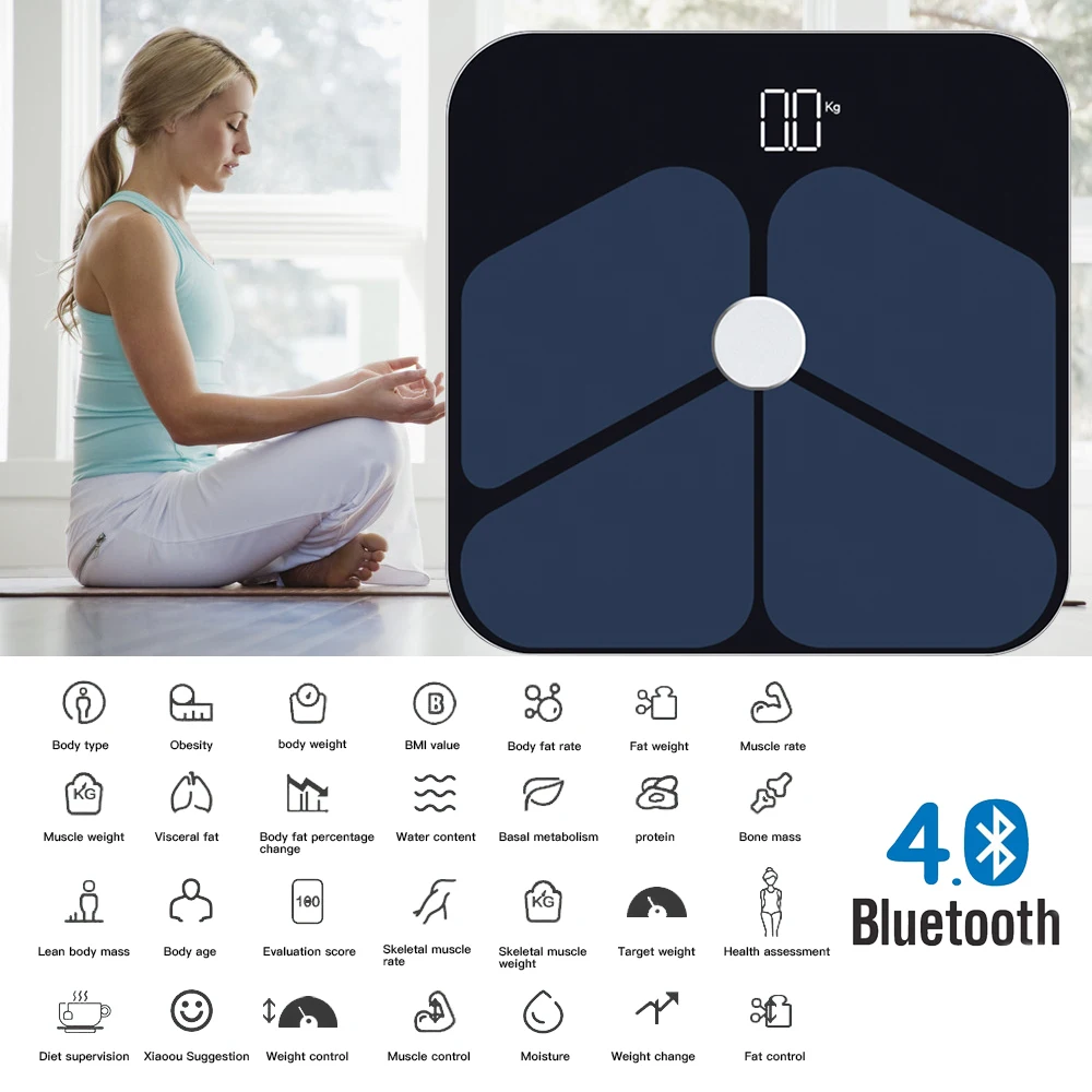 Bluetooth 4.0 Smart Body Fat Scale Electronic Scale Household Body Fat Loss Diet Precision Weighing Scales Accurate Measurement
Bluetooth 4.0 Smart Body Fat Scale Electronic Scale Household Body Fat Loss Diet Precision Weighing Scales Accurate Measurement