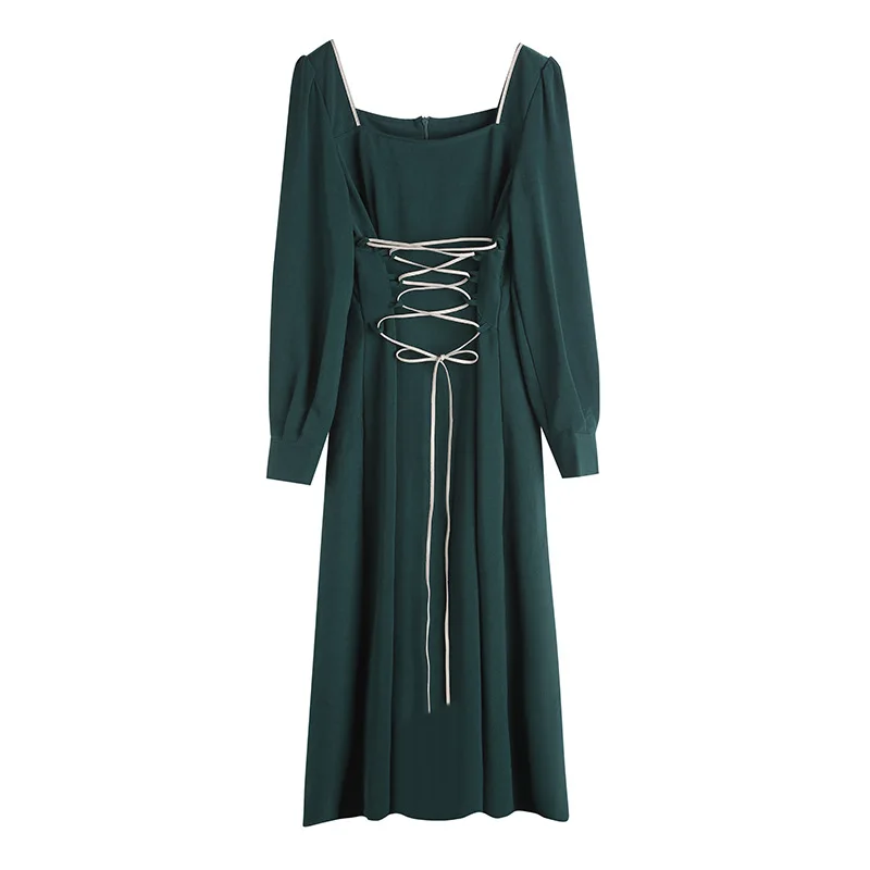 Green Black Hight Waist Tie Waist Slim Female Dress Spring Women's Vintage Retro Square Neck Palace Style Evening Ball Dresses
Green Black Hight Waist Tie Waist Slim Female Dress Spring Women's Vintage Retro Square Neck Palace Style Evening Ball Dresses