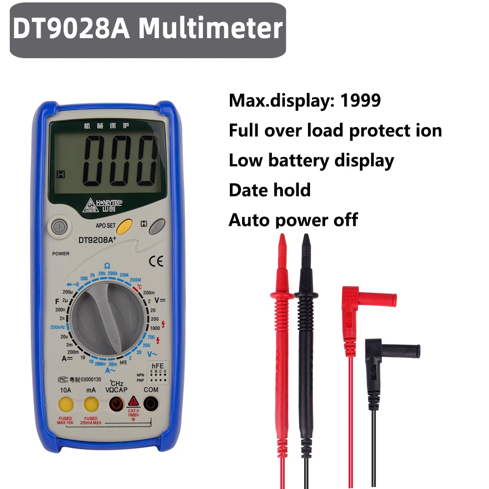 Tester Multimeter Digital Professional Smart DT9028A AC/DC Voltage Indicator Check Capacitors Mini Multimeter 1999 Counts Tester 
Tester Multimeter Digital Professional Smart DT9028A AC/DC Voltage Indicator Check Capacitors Mini Multimeter 1999 Counts Tester