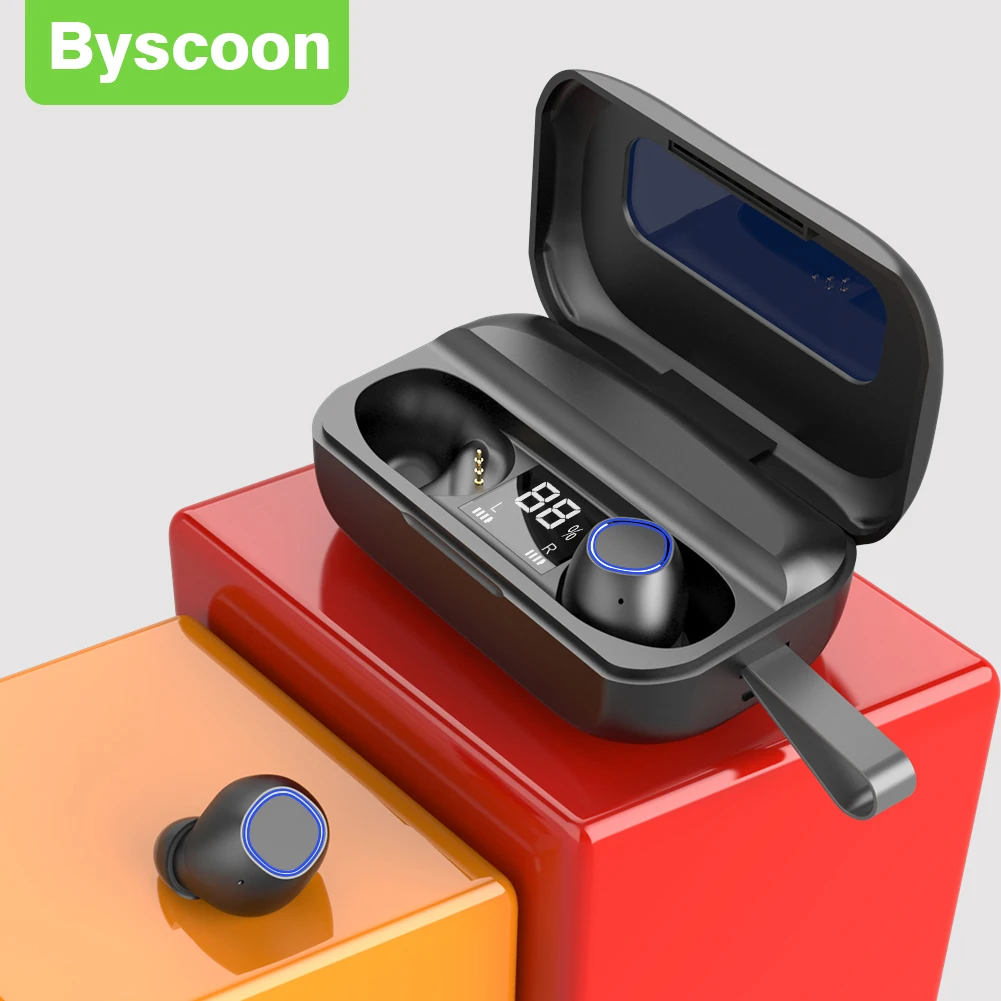 Byscoon Bluetooth 5.0 headset long battery life 6D stereo sports waterproof and sweat-proof earplugs headset with microphone
Byscoon Bluetooth 5.0 headset long battery life 6D stereo sports waterproof and sweat-proof earplugs headset with microphone