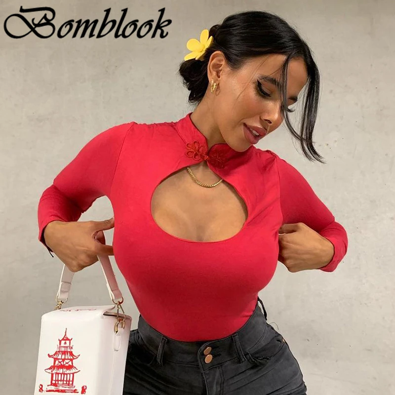 Bomblook Casual Fashion Women's Solid Tops Autumn 2021 Stand Collar Button Long Sleeve Cut Out Bodysuits Female Streetwears
Bomblook Casual Fashion Women's Solid Tops Autumn 2021 Stand Collar Button Long Sleeve Cut Out Bodysuits Female Streetwears