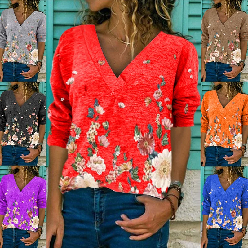 Donsignet 2021 Spring Autumn New Womens Clothing V-Neck Pullover Print Long Sleeve Top T Shirt for Women
Donsignet 2021 Spring Autumn New Womens Clothing V-Neck Pullover Print Long Sleeve Top T Shirt for Women