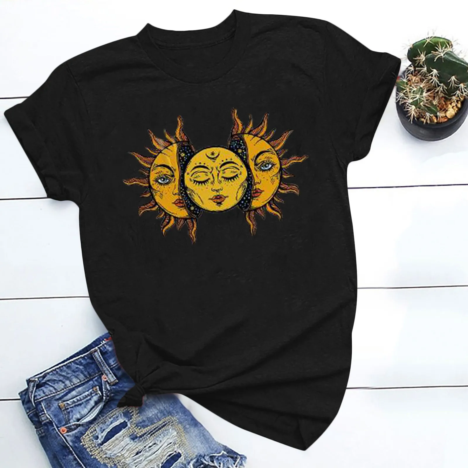 Women's T-Shirts Vintage Sun Printed Pattern Pullover Top Casual Short Sleeve O-Neck T-Shirt Tops Harajuku Female Tee T-Shirt
Women's T-Shirts Vintage Sun Printed Pattern Pullover Top Casual Short Sleeve O-Neck T-Shirt Tops Harajuku Female Tee T-Shirt