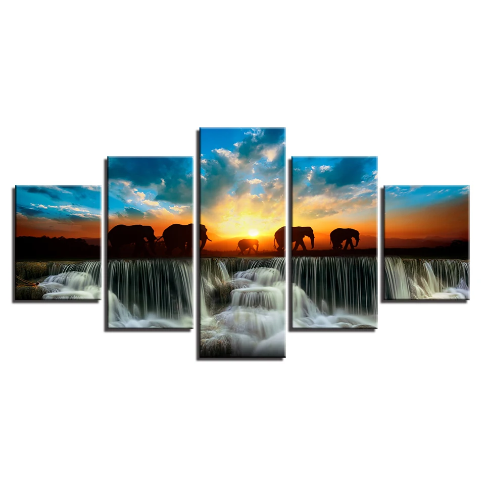 Home Decor Modern HD Printed Paintings 5 Panel Elephant Animal Sunset View Wall Art Frame Canvas Living Room Pictures Tableau
Home Decor Modern HD Printed Paintings 5 Panel Elephant Animal Sunset View Wall Art Frame Canvas Living Room Pictures Tableau