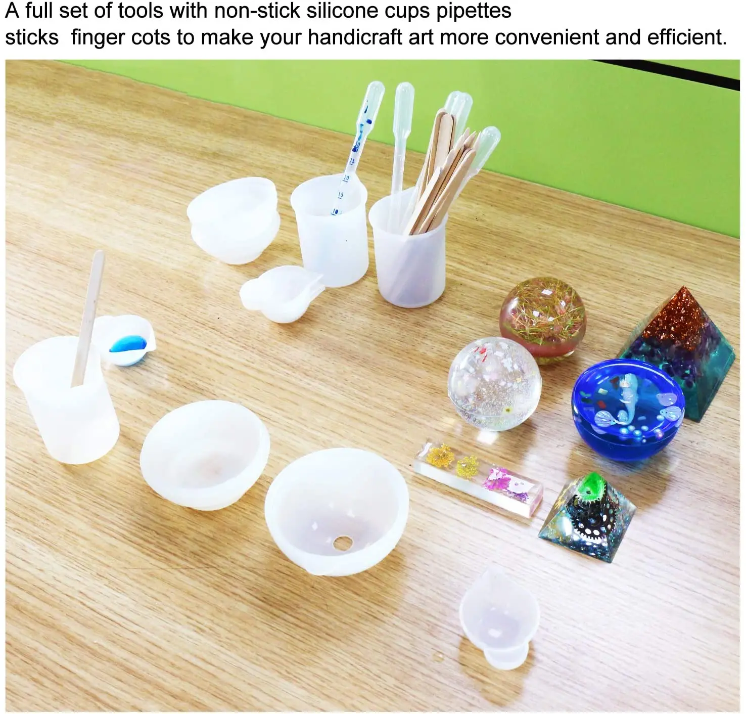 Silicone Resin Mixing Cups Kit Measuring Cups Transfer Pipettes Finger Cots Silicone Stir Stick and Silicone Mat for Art Making
Silicone Resin Mixing Cups Kit Measuring Cups Transfer Pipettes Finger Cots Silicone Stir Stick and Silicone Mat for Art Making