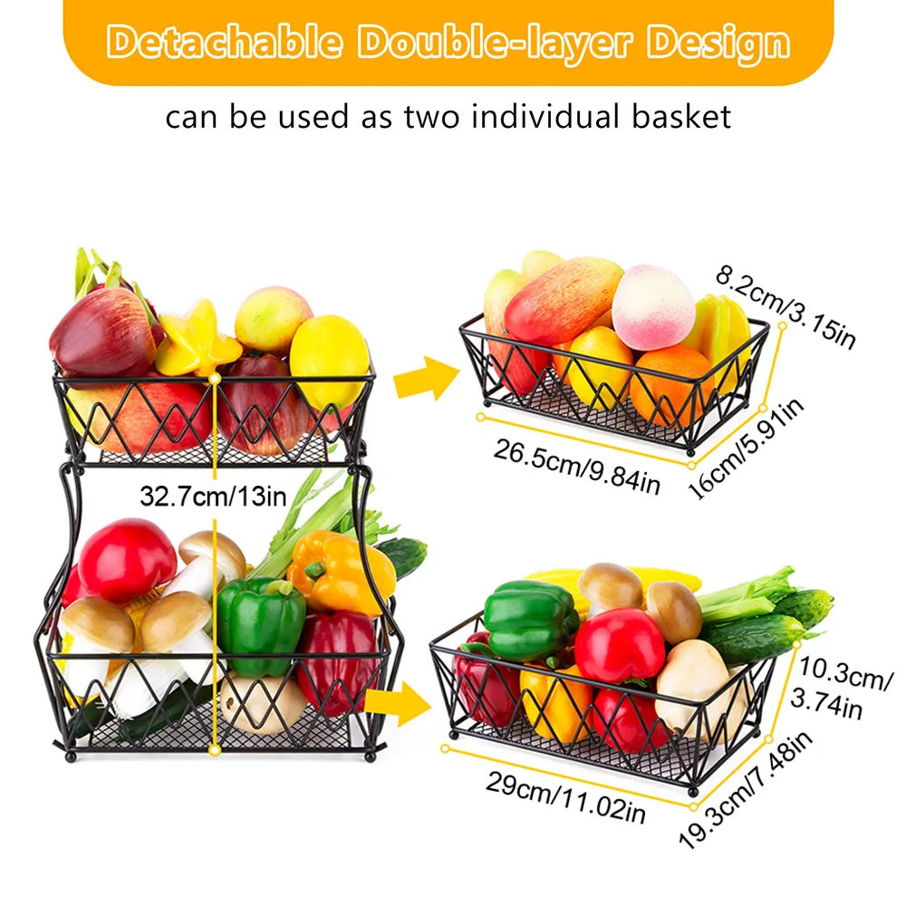 2-Tier Kitchen Storage Drain Detachable Rack Fruit Basket Vegetables Snacks Iron Art Holder Countertop Large Capacity Modern
2-Tier Kitchen Storage Drain Detachable Rack Fruit Basket Vegetables Snacks Iron Art Holder Countertop Large Capacity Modern