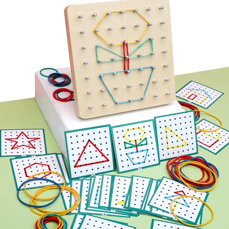 Montessori Baby Creative Toy Graphics Rubber Tie Nail Boards with Cards Childhood Education Preschool Kids 
Montessori Baby Creative Toy Graphics Rubber Tie Nail Boards with Cards Childhood Education Preschool Kids