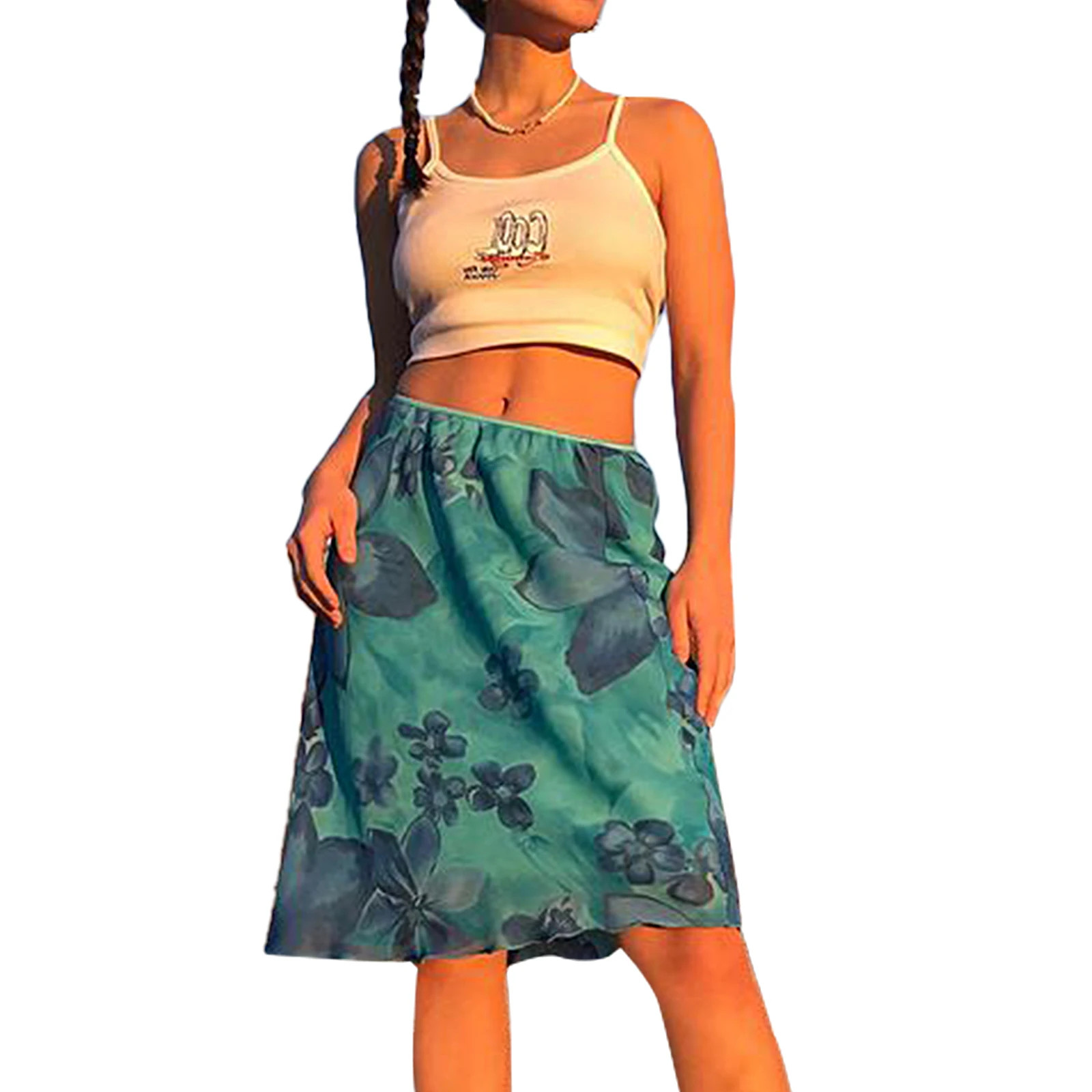 Summer Women Fashion Casual Print Skirt Ladies Female Stylish Elastic Waist Skirt for Party Shopping Gathering Blue
Summer Women Fashion Casual Print Skirt Ladies Female Stylish Elastic Waist Skirt for Party Shopping Gathering Blue