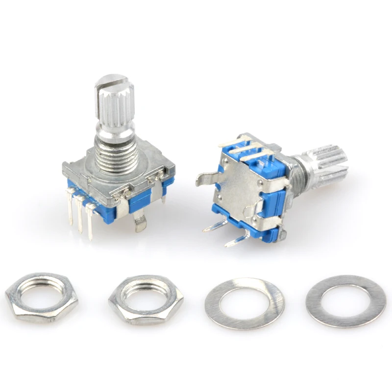 Rotary encoder EC11 15mm 360 Degree Switch, Digital Potentiometer With Switch Push Button 5Pin for Encoder Module for Arduino
Rotary encoder EC11 15mm 360 Degree Switch, Digital Potentiometer With Switch Push Button 5Pin for Encoder Module for Arduino