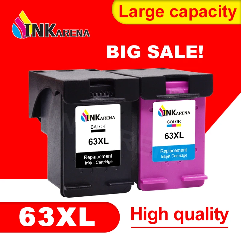 INKARENA 63XL Re-Manufactured Cartridge Replacement For HP 63 XL Ink Cartridge For Deskjet 1110 1111 1112 2130 2131 2132 Printer
INKARENA 63XL Re-Manufactured Cartridge Replacement For HP 63 XL Ink Cartridge For Deskjet 1110 1111 1112 2130 2131 2132 Printer