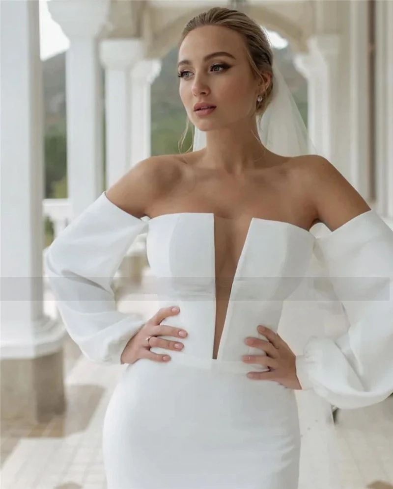 White Sheath Wedding Dress 2021 Puff Long Sleeve Bridal Dresses Women Couture Strapless Simple Wedding Gowns Graden Vestidos
White Sheath Wedding Dress 2021 Puff Long Sleeve Bridal Dresses Women Couture Strapless Simple Wedding Gowns Graden Vestidos