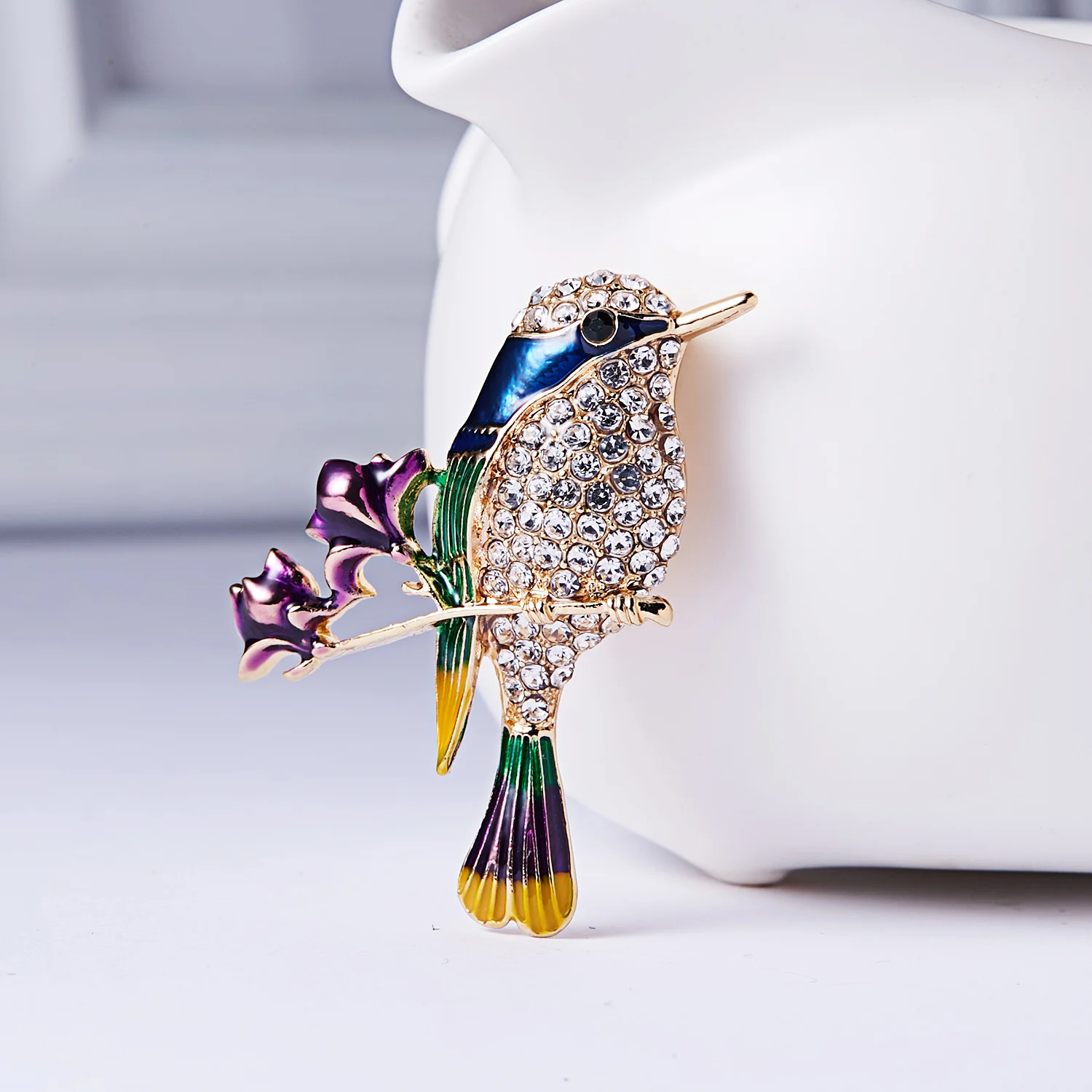Женская эмалированная брошь в виде совы с кристаллами броши птицами - купить по