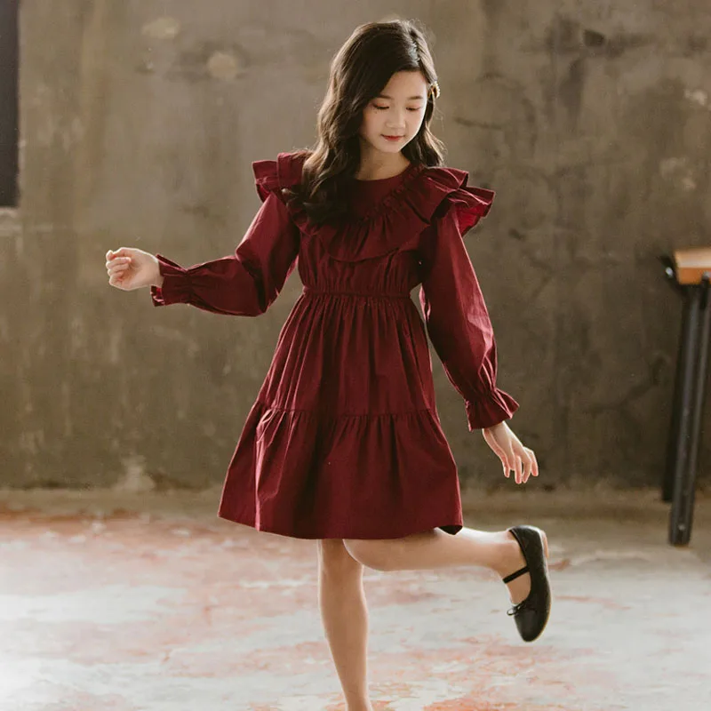 spring long sleeve vintage dress for girls 4 6 8 10 12 14 16 yrs big girls ruffle dress kids cute princess party forcks wine red
spring long sleeve vintage dress for girls 4 6 8 10 12 14 16 yrs big girls ruffle dress kids cute princess party forcks wine red