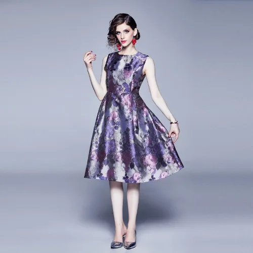 2020 Spring Summer Royal Vintage Hepburn Purple Jacquard Floral Print Robe High Waist Women Tank Dress Plus Size Ladies Dresses
2020 Spring Summer Royal Vintage Hepburn Purple Jacquard Floral Print Robe High Waist Women Tank Dress Plus Size Ladies Dresses