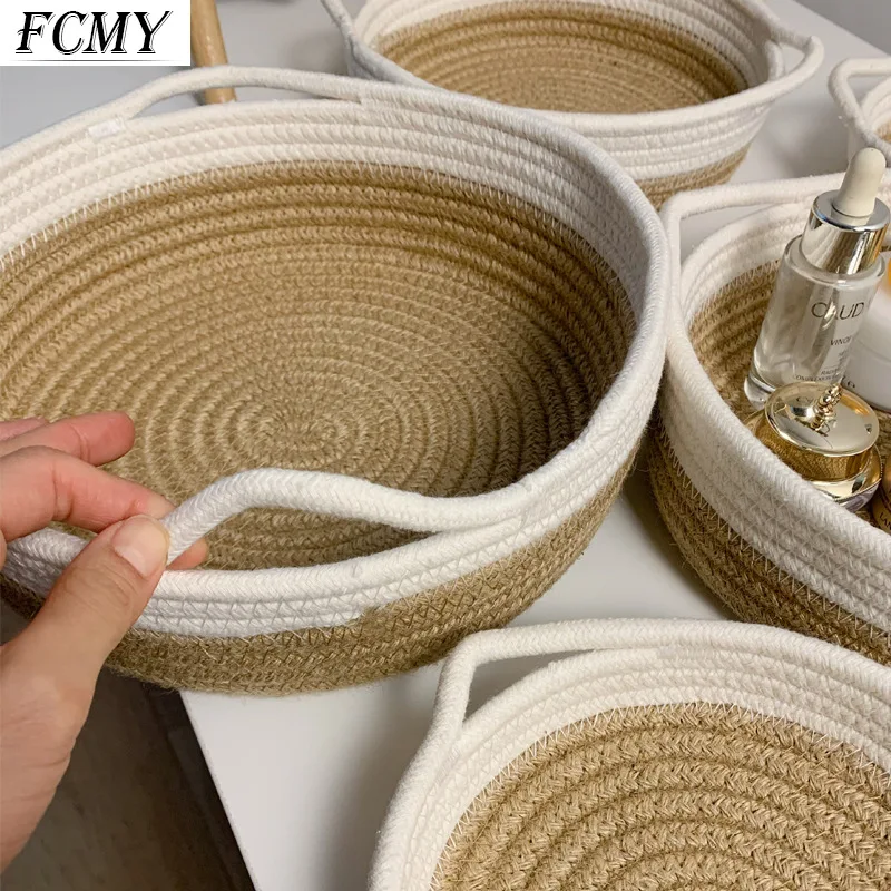 Cotton Rope Storage Baskets Kids Hand Woven Baskets Underwear Box Sundries Toys Candy Storages Desktop Small Organizer Box
Cotton Rope Storage Baskets Kids Hand Woven Baskets Underwear Box Sundries Toys Candy Storages Desktop Small Organizer Box