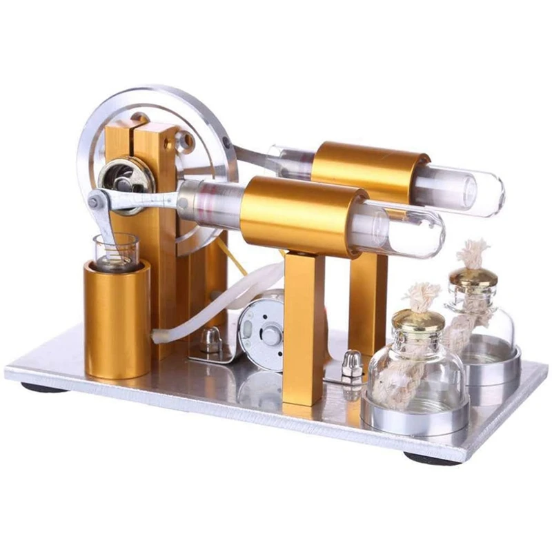 Double Cylinder Hot Air Stirling Engine Motor Model Educational Scientific Power Generation Experimental | Игрушки и хобби