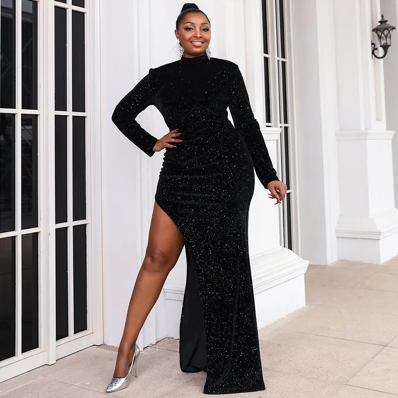 Plus Size Evening Dresses Luxury Long Sequined for Women Mermaid Long Sleeve Ball Gowns V-neck Black
Plus Size Evening Dresses Luxury Long Sequined for Women Mermaid Long Sleeve Ball Gowns V-neck Black